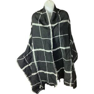 Banana Republic Womens Black & White Plaid Rectangular Wrap Scarf Shawl Acrylic